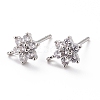 Brass Micro Pave Cubic Zirconia Stud Earrings Findings ZIRC-C027-14P-02-RS-1