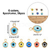 ARRICRAFT 36Pcs 6 Colors Handmade Evil Eye Lampwork Charms FIND-AR0002-02-2