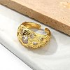 Brass Micro Pave Clear Cubic Zirconia Cuff Rings for Women RJEW-U041-12G-3