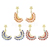 Moon Handmade Glass Seed Beads Dangle Stud Earrings EJEW-MZ00360-2