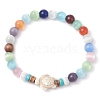 Cat Eye Beads & Synthetic Turquoise & Coconut Beads & Natural Freshwater Beads Stretch Bracelets BJEW-JB11331-2