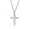 Stainless Steel Tree of Life Cross Pendant Curb Chain Necklaces PW-WGAB092-01-1