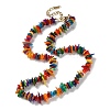 Boho Dyed Natural Shell Chip Beaded Necklaces NJEW-H047-12G-2