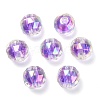 Two Tone UV Plating Rainbow Iridescent Acrylic Beads TACR-D010-06G-2