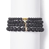 4Pcs 4 Style Column & Round & Flat Round Alloy & Natural Lava Rock & Synthetic Hematite Beaded Stretch Bracelets Set for Women BJEW-JB09366-1