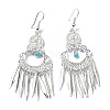 Silver Alloy Chandelier Earrings with Synthetic Turquoise EJEW-D092-01A-S-1