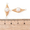 Copper Herringbone Wire-Wrapped Natural Pearl Potato Links Connector Charms KK-Z152-03G-03-3