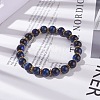 Natural Tiger Eye Round Beads Stretch Bracelet BJEW-JB07289-02-2