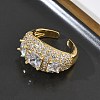 Brass Micro Pave Cubic Zirconia Cuff Open Rings for Women RJEW-L343-13G-03-3