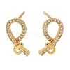 Brass Clear Cubic Zirconia Stud Earrings Finding for Women EJEW-B107-01G-1