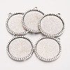 Tibetan Style Flat Round Alloy Pendant Cabochon Settings X-TIBEP-Q049-19AS-RS-1