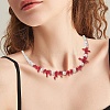 Dyed Synthetic Red Coral Chips & Natural Shell Pearl Graduated Beaded Necklaces for Women NJEW-TA00065-7
