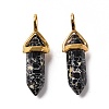 Synthetic Black Imperial Jasper Pointed Pendants G-K329-19G-2