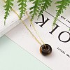 Rondelle Natural Tiger Eye Pendant Necklaces NJEW-JN03237-03-4