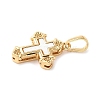 Brass Pave Natural White Shell Pendants KK-S522-01E-G-2