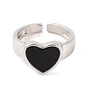 Heart Natural Black Onyx Open Cuff Rings RJEW-Q817-01P-2