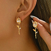 Elegant Tulip Brass Pave Clear Cubic Zirconia Stud Earrings RX3904-1