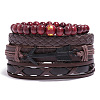 4Pcs Weave Imitation Leather Multi-strand Bracelets for Men WGB022D-14-1