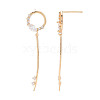 Brass Micro Pave Clear Cubic Zirconia Stud Earring Findings KK-S364-046-3