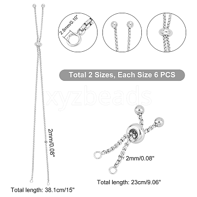 12Pcs 2 Style Adjustable 304 Stainless Steel Bracelet Making MAK-UN0001-22-1