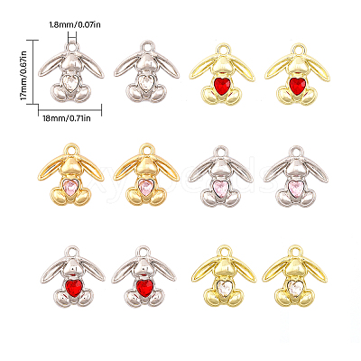 24Pcs 6 Style Rack Plating Alloy Pendants FIND-CA0006-79-1