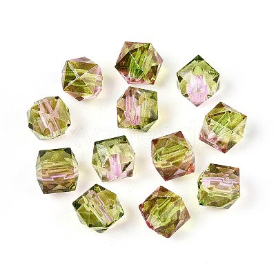 Two Tone Transparent Spray Painted Acrylic Beads ACRP-T005-26J-1