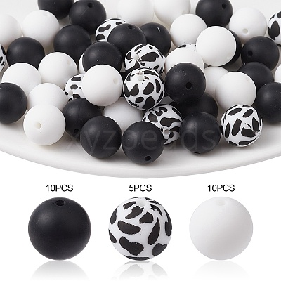 Round Food Grade Eco-Friendly Silicone Focal Beads SIL-YW0001-14A-1