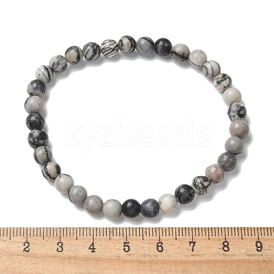 Natural Netstone Bead Stretch Bracelets BJEW-K212-A-021-1
