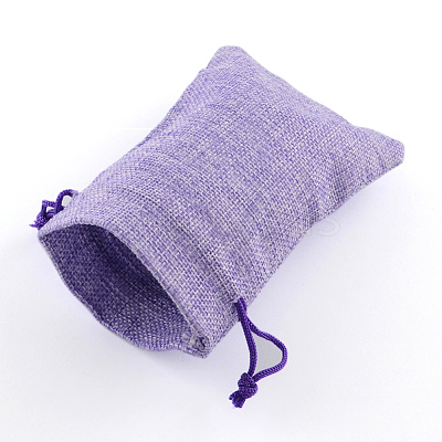 Polyester Imitation Burlap Packing Pouches Drawstring Bags X-ABAG-R005-9x7-03-1