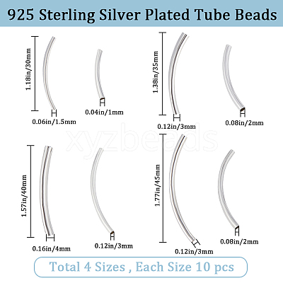 40Pcs 4 Styles Brass Tube Beads KK-CN0002-90-1