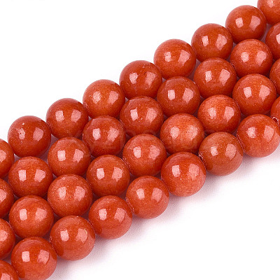 Dyed Natural Mashan Jade Round Beads Strands G-T139-8mm-67C-1