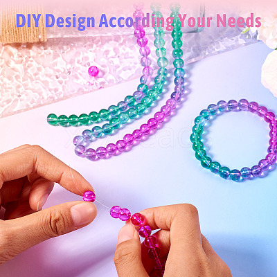 2 Strands Baking Paint Transparent Glass Beads DGLA-TA0001-20C-1