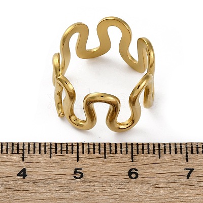 Wave 304 Stainless Steel Finger Rings for Women RJEW-F174-06G-1