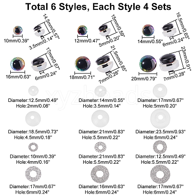 24 Sets 6 Style Plastic Doll Eyes DOLL-PH0001-24-1