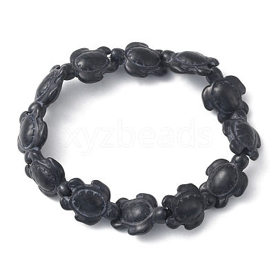 Synthetic Turquoise Tortoise Beaded Stretch Bracelet for Women BJEW-WH0018-16A-1