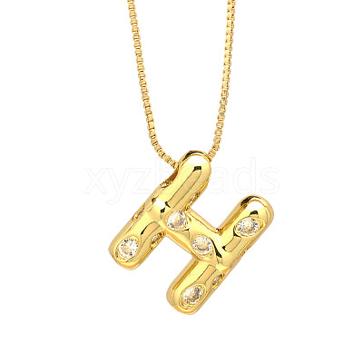 Brass Micro Pave Clear Cubic Zirconia Initial Pendant Necklaces FS-WGF17D9-13-1