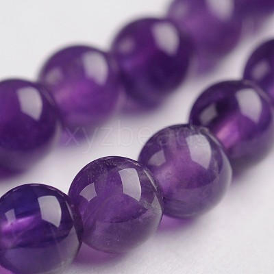 Round Natural Amethyst Gemstone Bead Strands G-J333-01-4mm-1