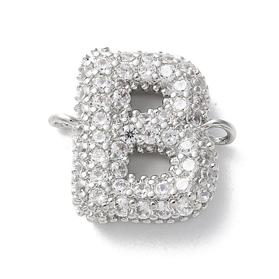 Brass Micro Pave Cubic Zirconia Letter Links KK-I717-04B-P-1