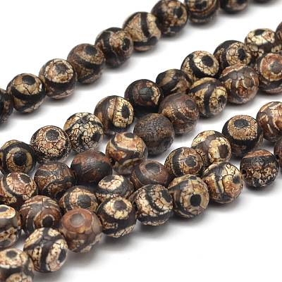 Tibetan Style 3-Eye dZi Beads Strands G-P229-A-03-8mm-1