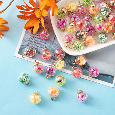 Transparent Glass Globe Pendants GLAA-TA0001-07-1