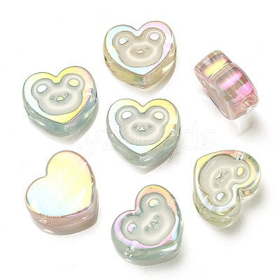 UV Plating Rainbow Iridescent Acrylic Enamel Beads OACR-G012-10-1
