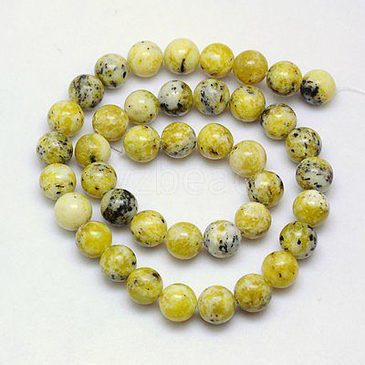 Natural Yellow Turquoise(Jasper) Beads Strands GSR6mmC007-1