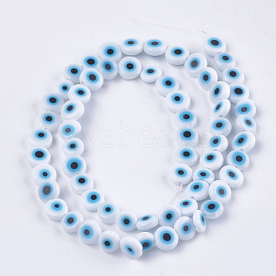 Handmade Evil Eye Lampwork Beads Strands X-LAMP-S191-02A-08-1