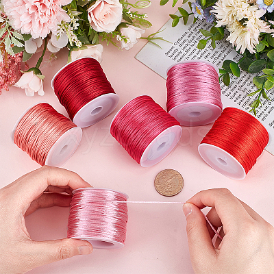 5 rolls 5 colors Nylon Satin Rattail Cords NWIR-PH0002-09B-02-1