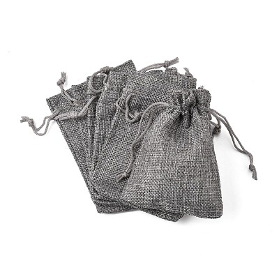 Polyester Imitation Burlap Packing Pouches Drawstring Bags ABAG-R005-9x12-04-1