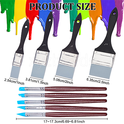Wooden Paint Brushes Set AJEW-OC0002-90-1