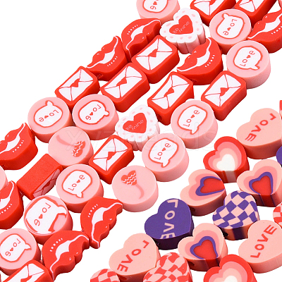270Pcs 2 Styles Valentine's Day Handmade Polymer Clay Beads CLAY-PA0001-51-1