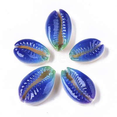 Printed Natural Cowrie Shell Beads X-SSHEL-R047-01-A01-1