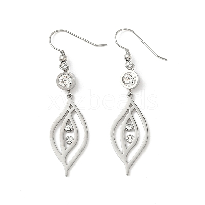 304 Stainless Steel Leaf Dangle Earrings Hand Polished EJEW-Z129-13P-1