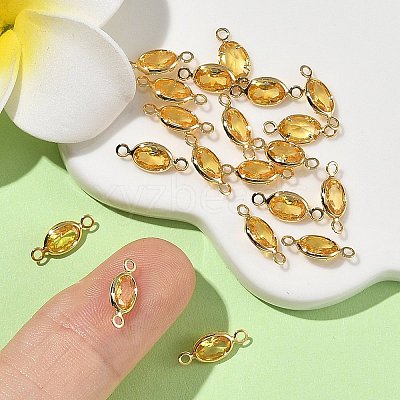 SHEGRACE Brass Pave Cubic Zirconia Oval Connector Charms XGRQ2O670-439C-G-1